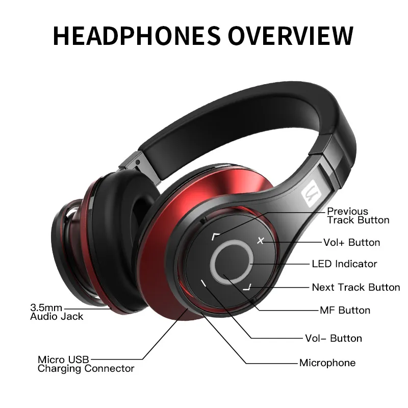 Беспроводные Bluetooth наушники Bluedio U UFO Hi Fi Накладные с микрофоном 3D стереозвук