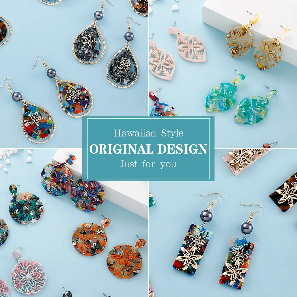 

Cring Coco Water Drop Earrings Flower Drop Dangling Earring Fashion Jewelry Hawaiian Hot Selling Exquisite Female for Women