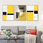 Желтая, белая, черная Абстрактная Картина на холсте, однотонная Геометрическая Печать, плакат, картина, Офисная настенная комната, декоративная роспись, рамка Mo