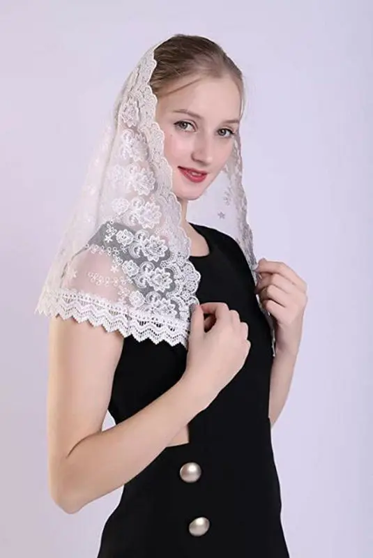 Черно-белая кружевная вуаль платок-накидка | Тематическая одежда и униформа