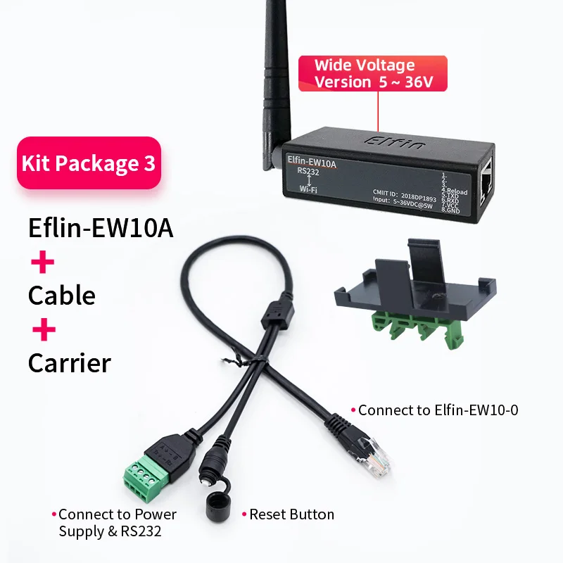 Широкий DC Вход 5 ~ 18VDC Elfin EW10A последовательный сервер для передачи данных по Wi Fi