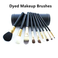 Dyed Makeup Brushes Set Beauty Foundation Power Blush Eye Shadow Brown Lash Fan Lip Face Cosmetics Soft Synthetic Hair Tool Kit