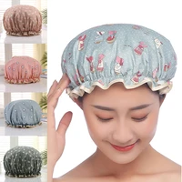 1pcs double layer thick women shower satin hats waterproof bathing cap polyester cotton shower hats bathroom accessories