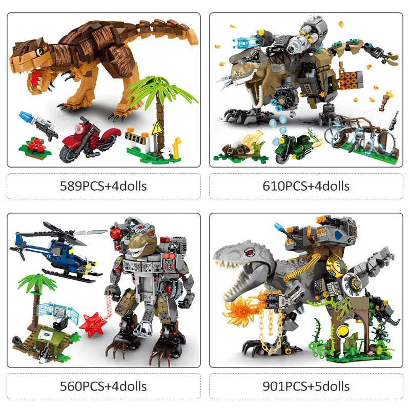 

City Mechanical Dinosaur Jurassic World Building Blocks Tyrannosaurus Battle Carnivorous Dragon Figures Bricks Toys for Childre
