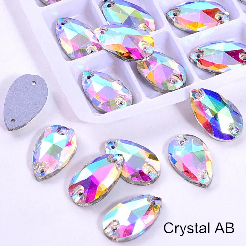 Crystal ab Слеза много Цвета с украшением в виде кристаллов Стекло пришить стразы пришивные стразы прямая швейная стразы свадебное платье B3839 - Цвет: Crystal ab