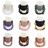 pu leather cup holder portable glass bottle leather eco friendly coffee cup bag detachable chain bottle cover for trav j4i2