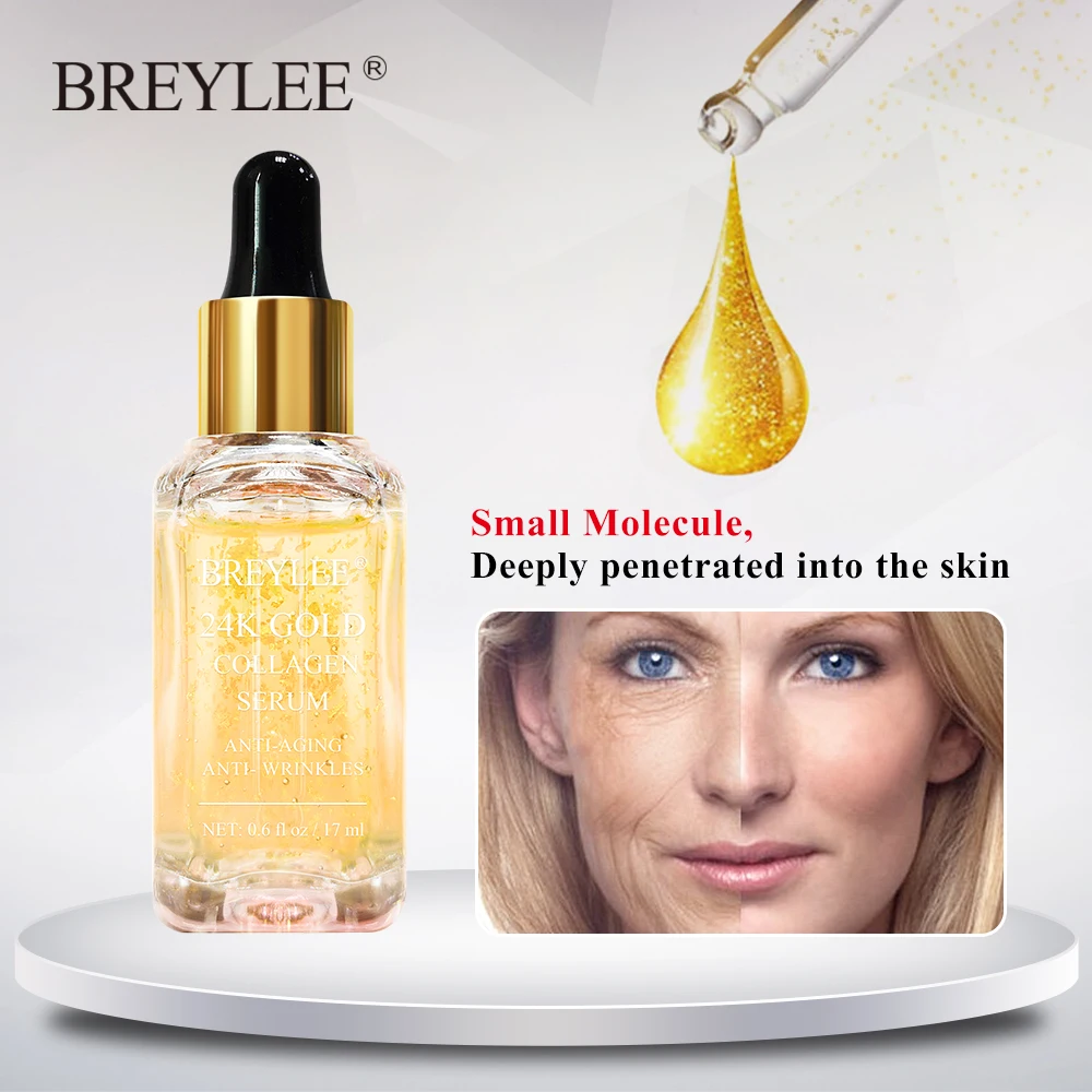 Коллагеновая сыворотка BREYLEE 24k Gold антивозрастная Сыворотка для удаления морщин и