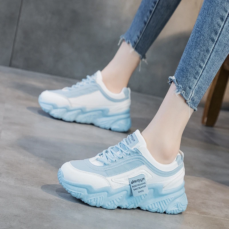 

Womens Trainers Summer Sneakers Shoes On Platform Woman-shoes Running 2021 Mesh Thick Sole Roses Colorful Casual Fashion Lace-Up