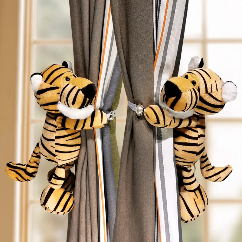 

One Pair Cartoon Elephant Curtain Straps Buckles Tieback Tiger Children's Decorative Bandage Curtain Accessories S068#D