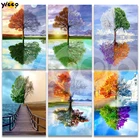 Камни в форме ромбакруглый дрель алмазного живопись Вышивка сезон дерево пейзаж серии Стразы мозаика вышивка крестиком декора подарок TZ63
