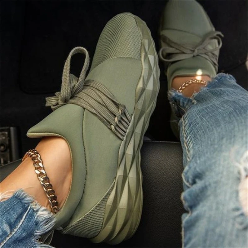 

2021 New Women Mesh Panel Sports Casual Tie Up Shoes Comfortable Running Mountaineering Hot Selling Women Shoes 7KG255