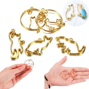 Форма для подвесок, 5 шт.лот, позолоченная, с металлической рамкой, для изготовления ювелирных изделий