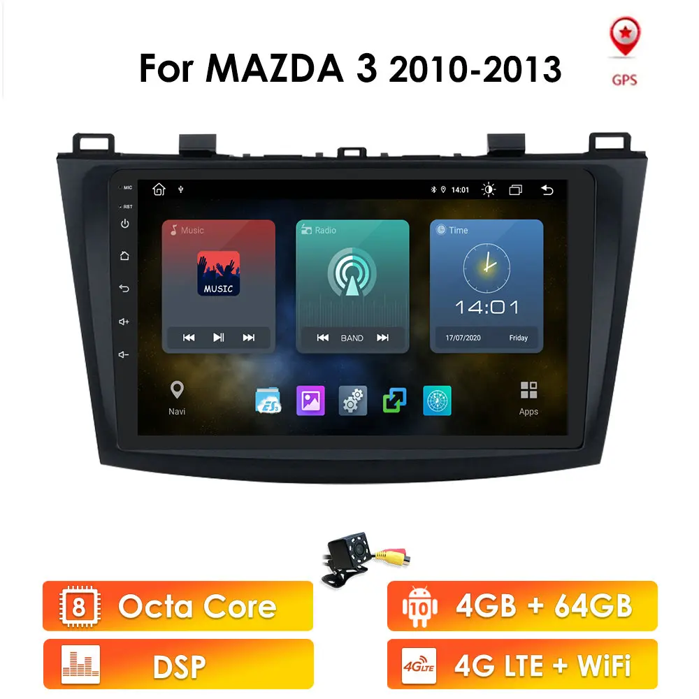 Для Mazda 3 2004 2013 android 10 автомобильный без DVD GPS Радио стерео 2 + 32/2 16/1 16 WIFI бесплатная