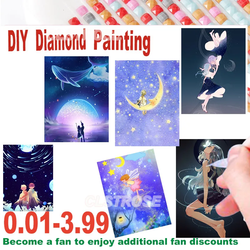 

Figure Diamond Painting Kit 5D Diy Kids On The Moon Square Round Diamond Mosaic Cross Stitch Embroidery Home Decoration