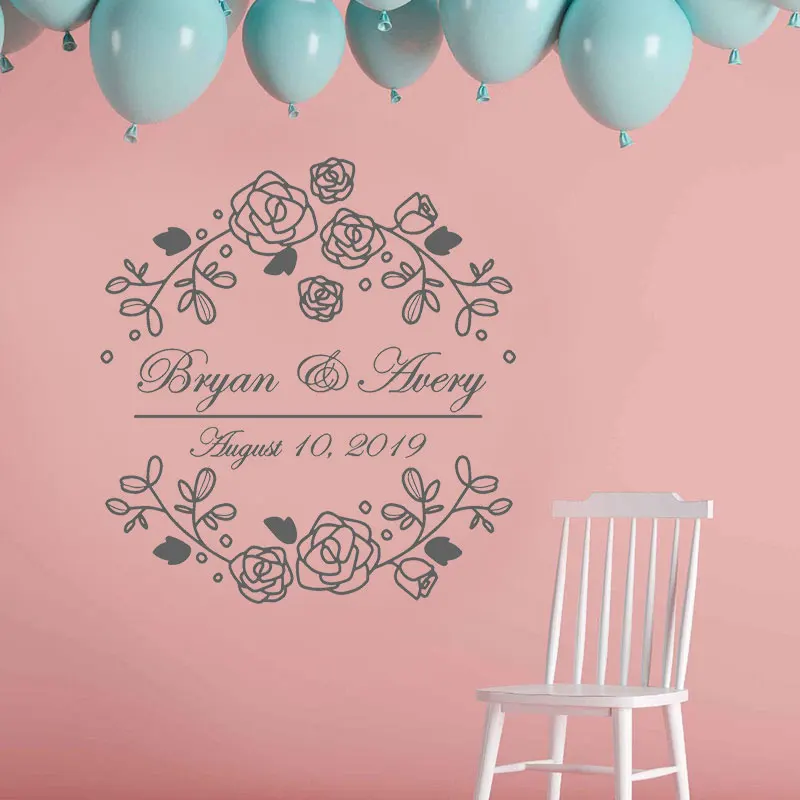

Wedding Party Monogram Decal Vinyl Mural Wall Sticker Wedding Aisle Runner Table Runners Or Signs Floor Decals decoration HY840