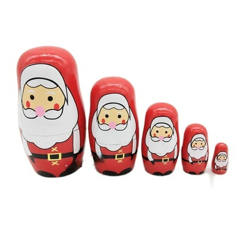 

Russian Sets of Dolls Santa Claus Wooden Toys Craft Wishing Dolls Holiday Gift Ornaments Toys for Kids Learning 4 Years Old