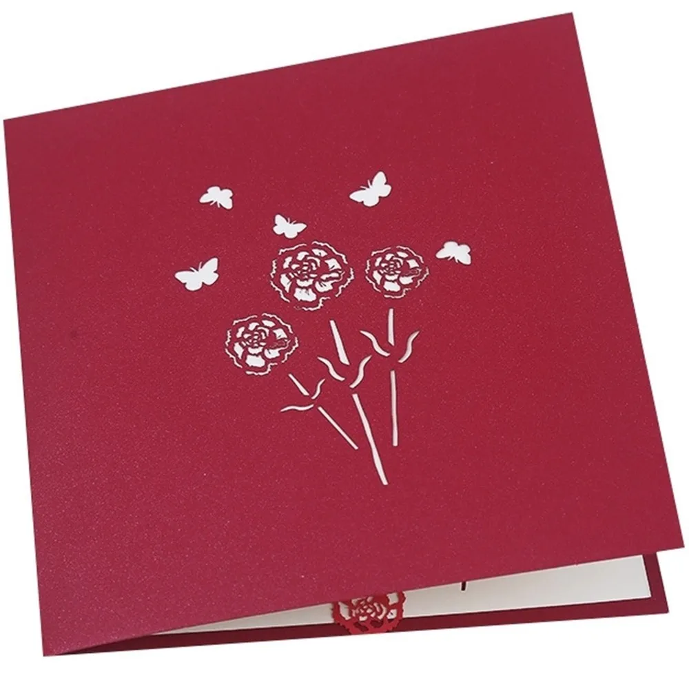 3D цветок бумажная гвоздика поздравительная открытка подарок матери на День