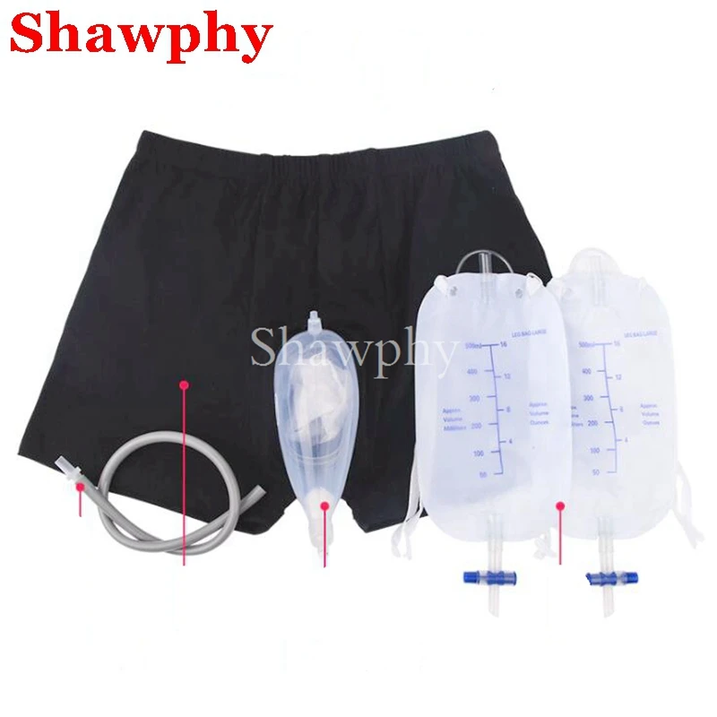 Urine Bag Shorts Reusable Male Urinal Bags Silicone Funnel Pee Holder Collector with Catheter For Old Men Bedridden | Красота и