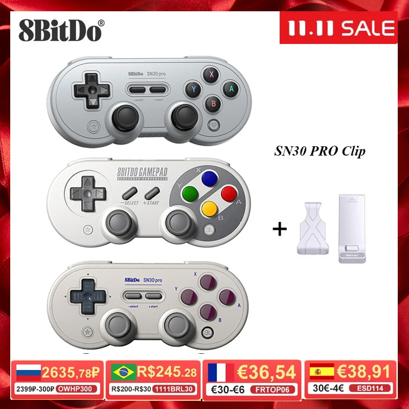 

8BitDo SF30 Pro SN30 Pro Wireless Bluetooth Gamepad Controller with Joystick for Windows Android macOS Nintendo Switch Steam