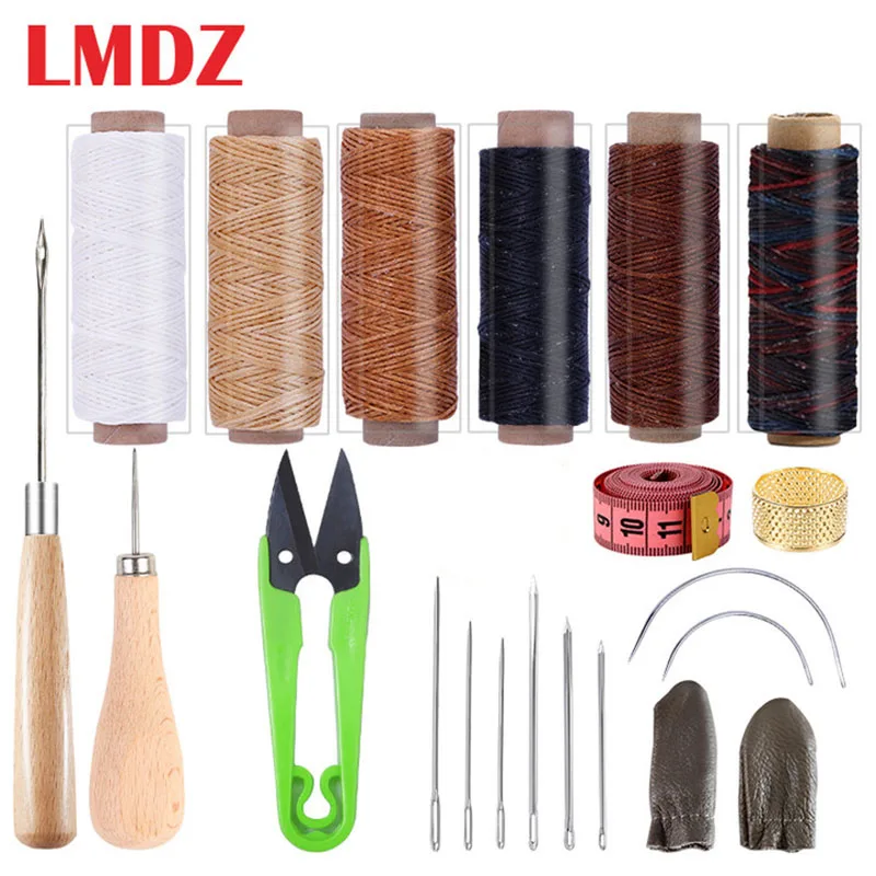 

LMDZ 21/33Pcs Leather Sewing Tools Waxed Thread Leather Sewing Needles Curved Stitching Needle Awl Leather Craft Sewing Supplies