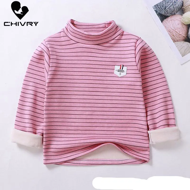 Новинка 2020 осенне-зимняя детская футболка в полоску для мальчиков и девочек топы