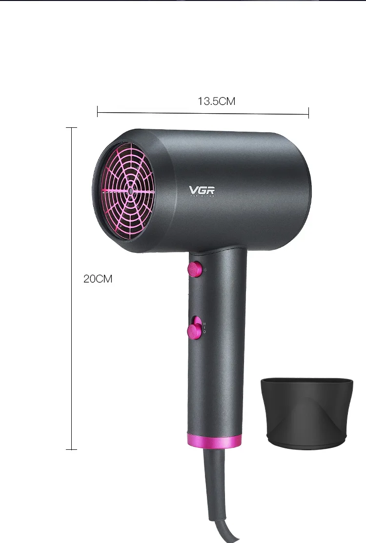 

1600W Professional Salon Hair Dryer Negative Ion Blow Dryer Electric Hairdryer EU Plug Hot/Cold Wind With Air Collecting Nozzle