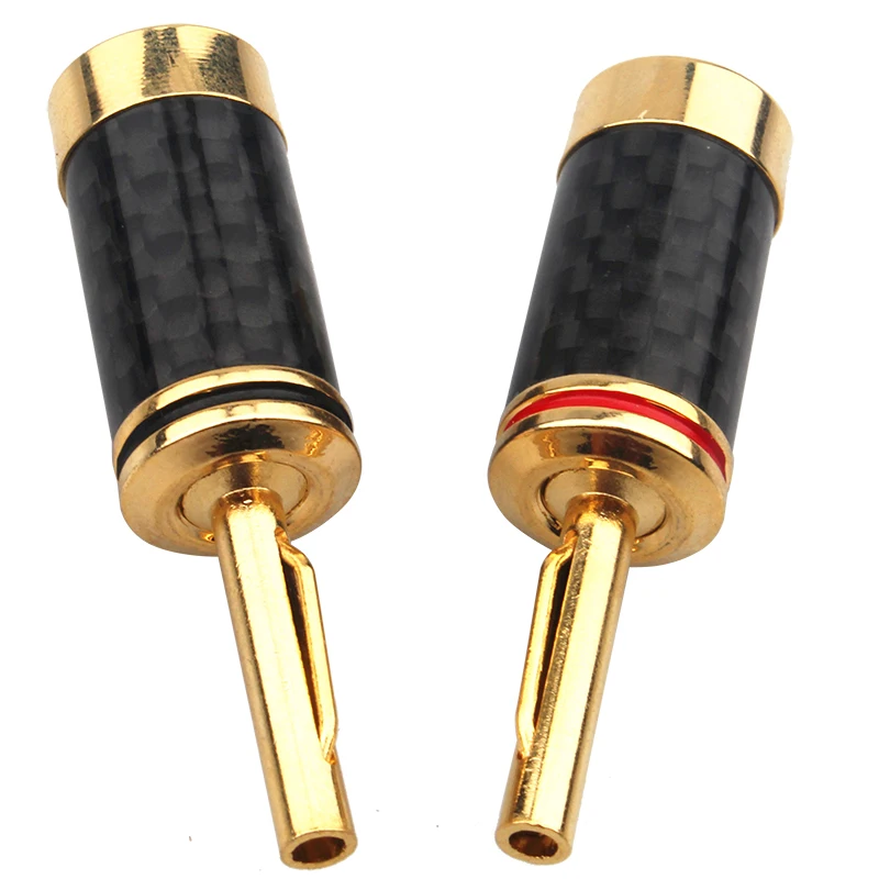 8Pcs Gold Plated Speaker cable Banana plug HiFi Audio Adapter  Carbon Fiber Banana Plug Free Welding Speaker Connector