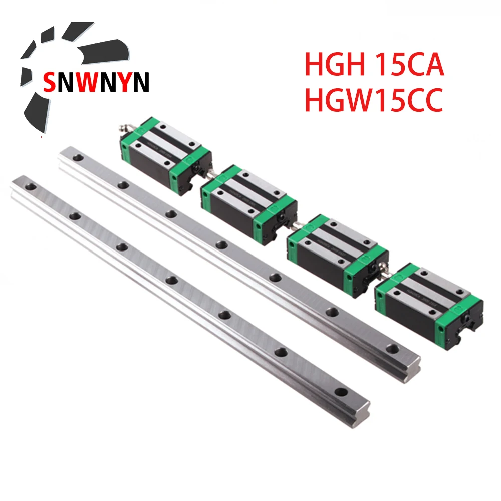 HGH15 HGW15 квадратная направляющая 15 мм Любая длина 2 шт. + 4 скользящих подшипников