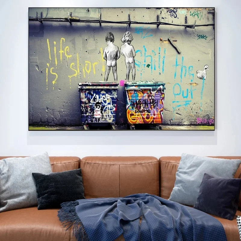 

Banksy Artwork Life Is Short Chill The Duck Out Canvas Paintings Graffiti Street Art Pictures Wall Art Living Room Home Decor
