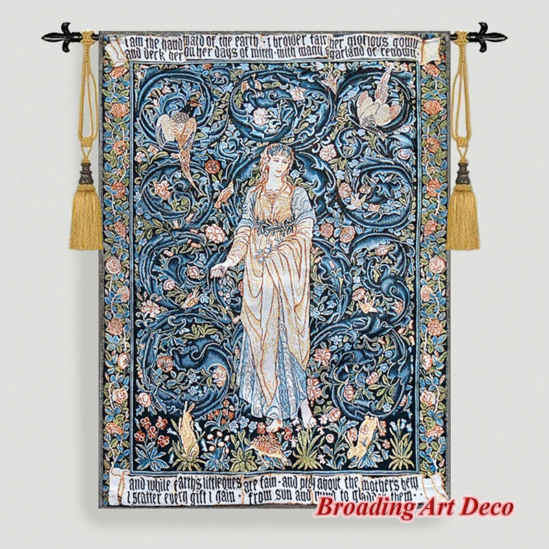 

Flora Medieval Art Tapestry Wall Hanging Jacquard Woven Gobelin Home Decoration Polyester Wall Tapestries Size 108x79cm