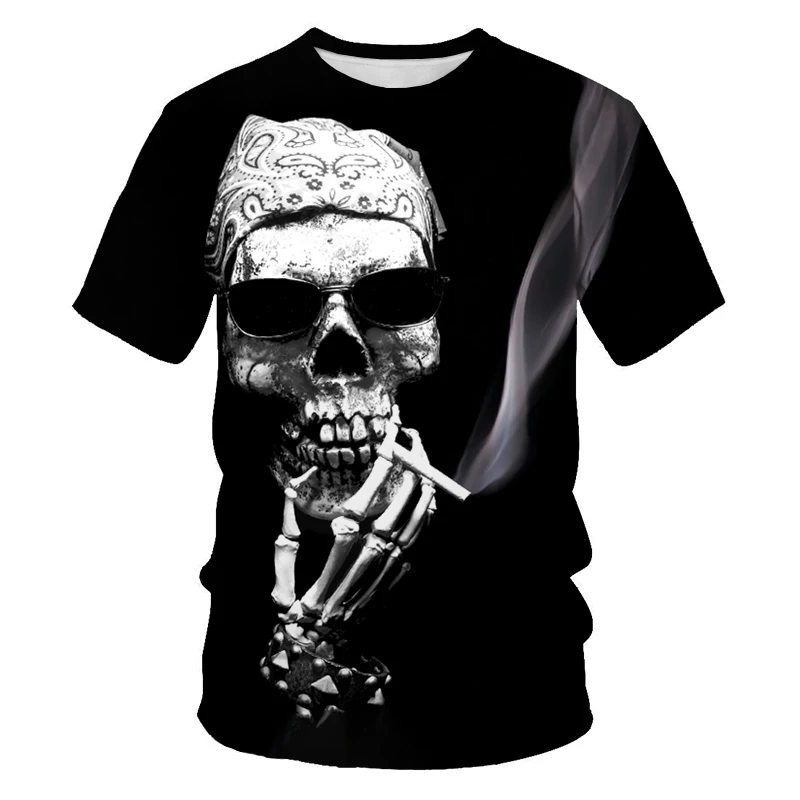 

2021 skull men's t-shirt men's horror 3DT shirt summer fashion top round neck shirt boy clothing size size clothing