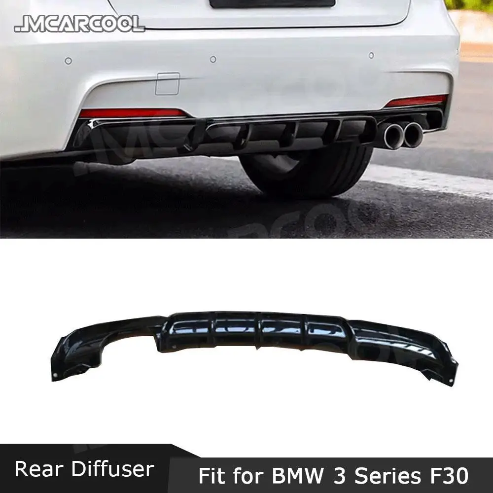 

Carbon Look/Gloss Black Rear Bumper Lip Diffuser Spoiler for BMW 3 Series F30 F35 320i 328i M-sport 2012 -2018 Fins Shark Style