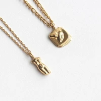 abstract body face pendant 18k gold plated mens chain necklaces for women vintage stainless steel chokers jewelry for women mom