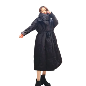 Зимняя новая пуховая куртка, женская одежда, длинная юбка с поясом, Корейская сохраняющая тепло свободная парка, женское пуховое пальто на белом утином пуху