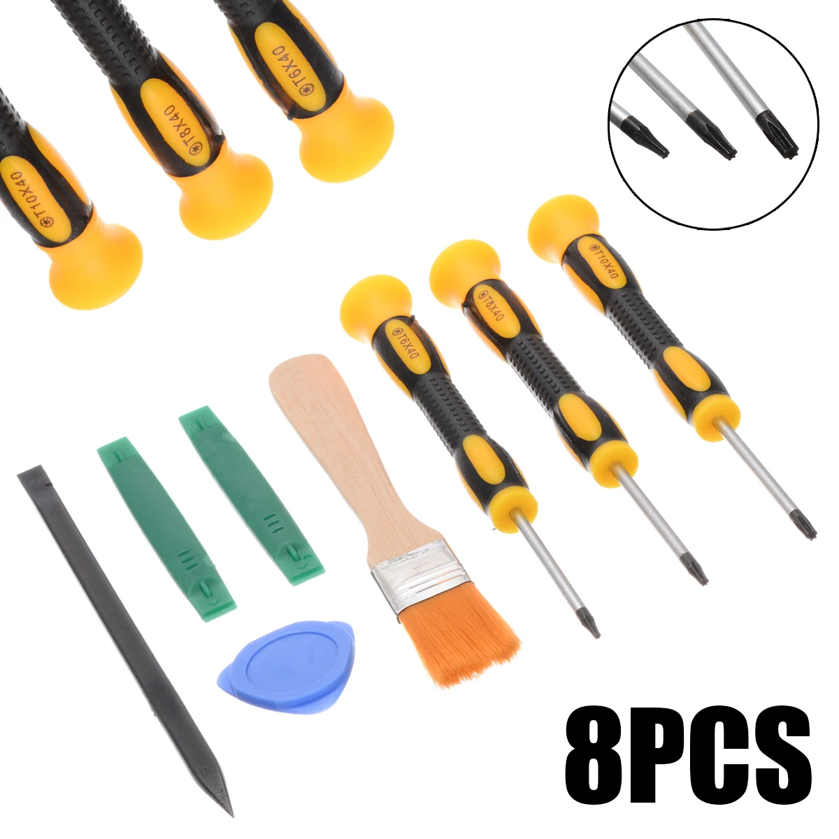 

8Pcs Torx T8 T6 T10 Screwdriver Prying Tool Kit Set with Cleaning Brush Phone Repair Tools Kit For Xbox One 360 PS3 PS4