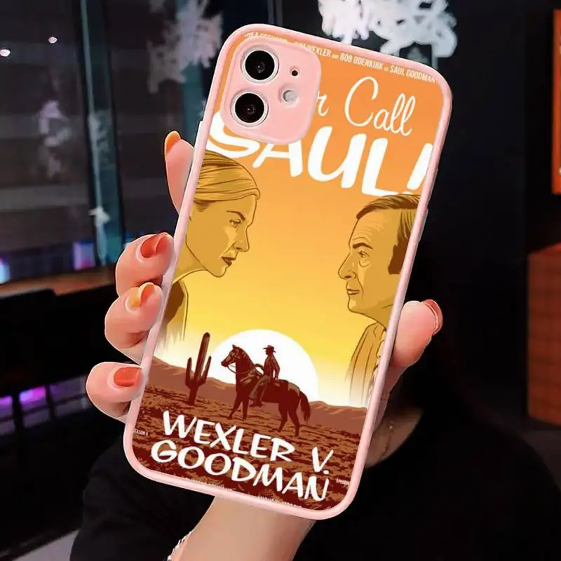

Melhore a Chamada Better Call Saul Phone Case Matte transparent For Pink iPhone 12 Mini 11 Pro XR XS Max 7 8 Plus X Back Cover