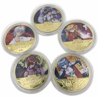 5 designs japanese anime gold coin collectibles japanese e v a gold plated coins medal memory souvenir gift
