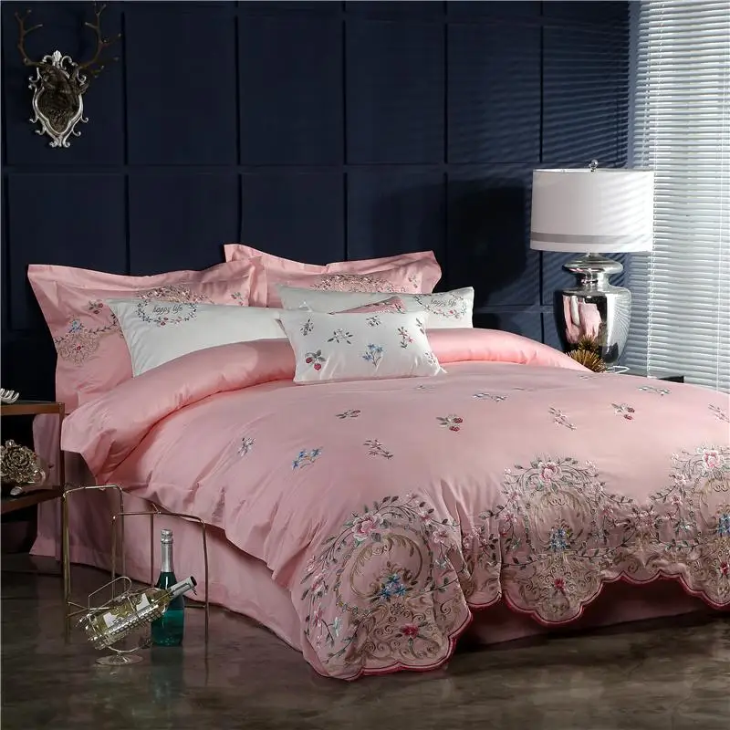 Комплект постельного белья из 4/6 предметов Роскошный Королевский розовый