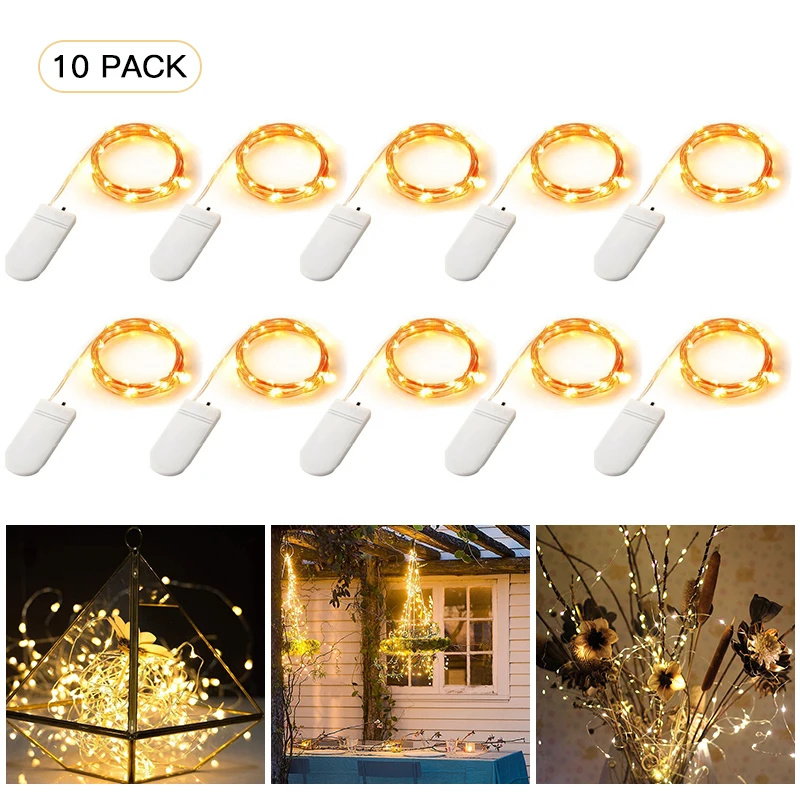 

10pcs Copper Wire LED String Lights Christmas Fairy Lights DIY Waterproof Garland Outdoor Indoor Wedding New Year Decor Lamp