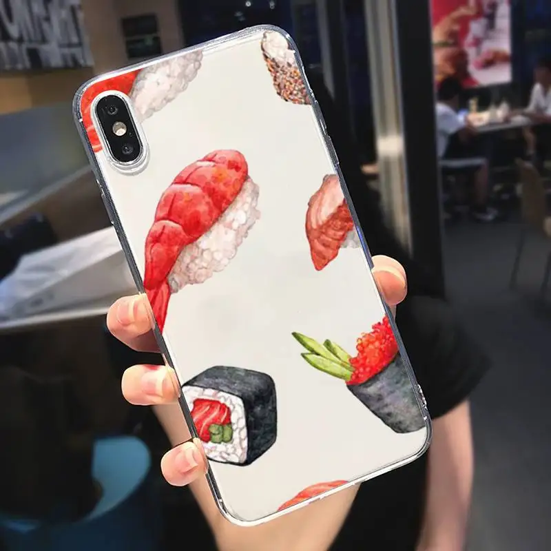 

Cartoon sushi cute fruit Phone Case Transparent soft For iphone 5 6 7 8 11 12 s c se plus mini x xs xr pro max cover shell funda