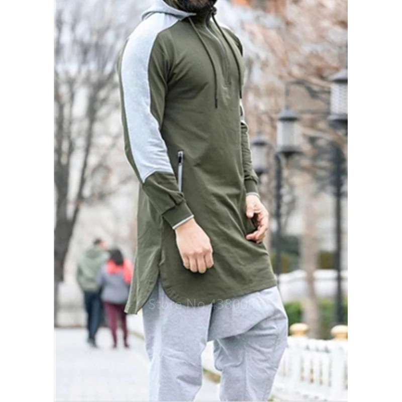 Green Мужской jubba tobe мусульманский, Арабский исламский одежда платье Дубая Зима с длинным рукавом сшивание Саудовской Аравии свитер - Цвет: Green