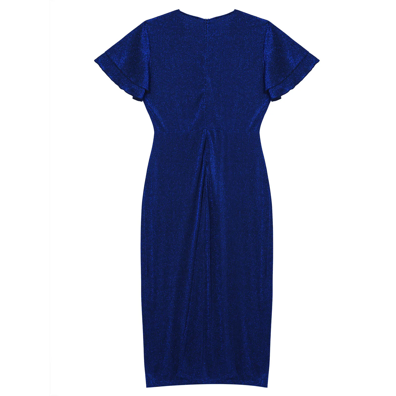 

Women Female Plus Size Shiny Ruffles Party Dress Ladies Solid Color V Neck Split Side Banquet Dresses for Formal Party Cocktail