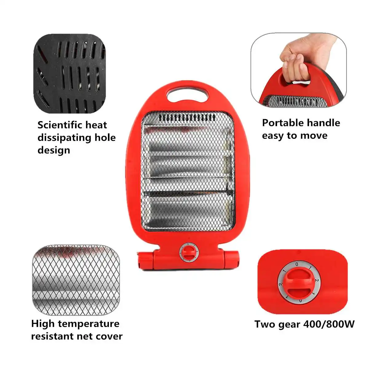 

800W Adjustable Portable Electric Heaters Home Room Floor Desk Electric Fan Heater Warmer Hot Winter Electromechanical Heater