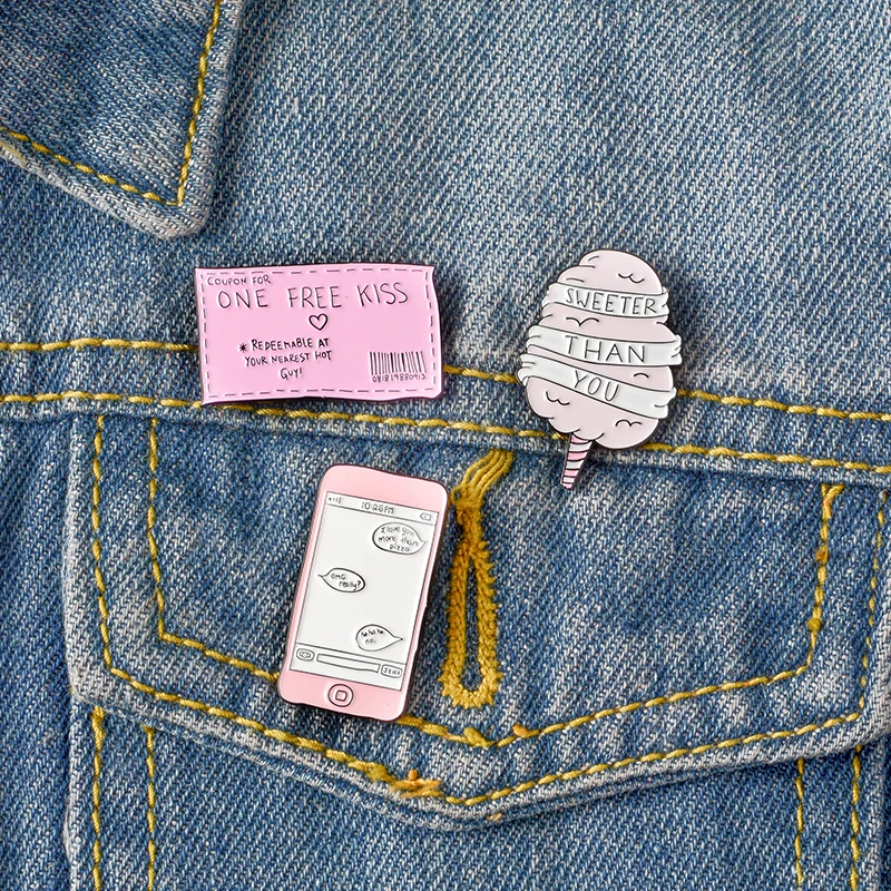 Розовая мультяшная коллекция хлопковых конфет слаще чем вы бесплатный значок