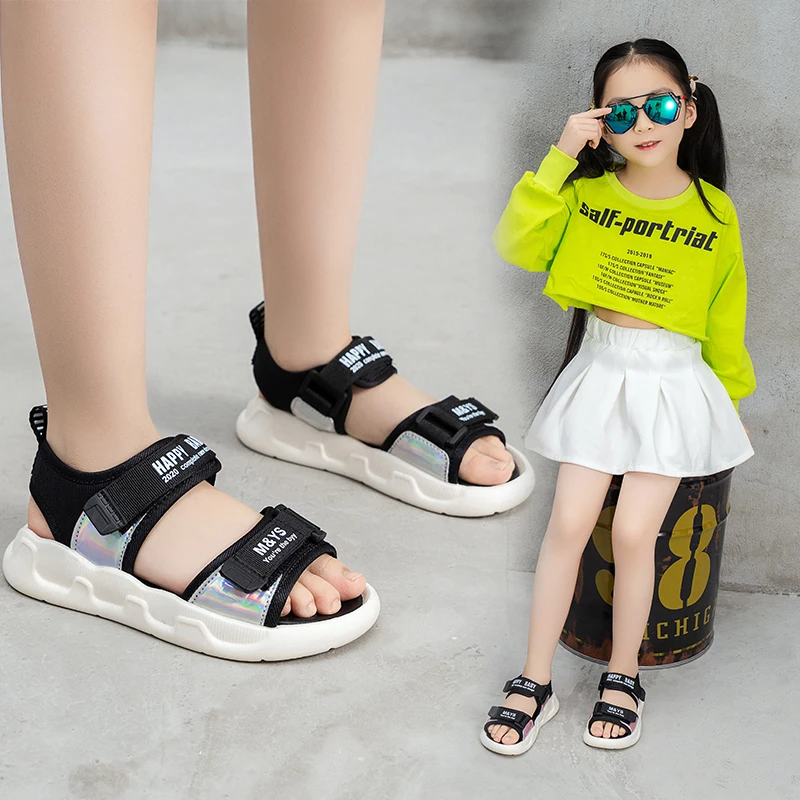 

Girls' sandals 2021 New summer children's little princess beach shoes in the big children's baby shoes soft soles boys sandals