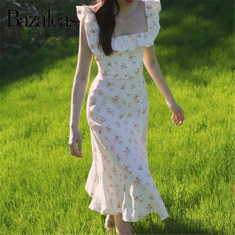 Bazaleas элегантное женское платье миди со складками вечерние Женское SexySpliy vestido