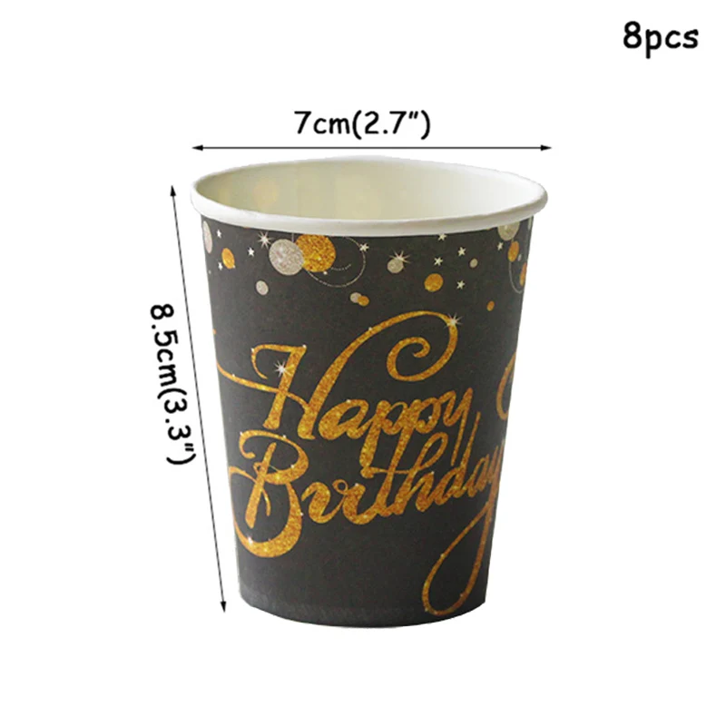 8pcs Paper Cups 30 конфетти шарики ко дню рождения 40 50 60 лет День рождения украшение номер 30 взрослый золотой черный воздушный шар для вечеринки на день рождения - Цвет: 8pcs Paper Cups