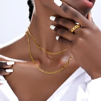 trendy minimalist necklace for women charm stainless steel figaro chain twisted classic jewelry fashion gift fro best friend