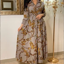 Vestidos estampados musulmanes elegantes para mujer, ropa De Abayas para Fiesta De Dubái, vestidos turcos Maxi De manga larga, Vestido De Fiesta De año nuevo (2)