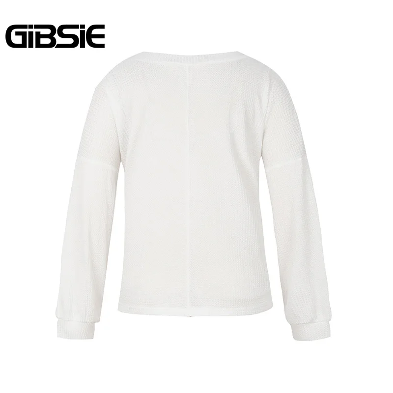 Женская трикотажная футболка GIBSIE повседневный белый пуловер с открытыми плечами